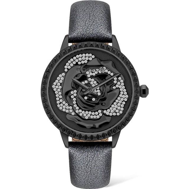 Black Leather Womens Watch Mopion