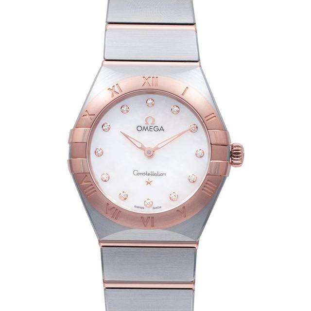 OMEGA Ladies Constellation Two Tone Mother Of Pearl Dial Watch 131.20.28.60.55.001 - White/Mother of Pearl