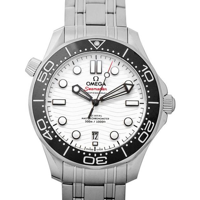 Omega White Stainless Steel Seamaster 210.30.42.20.04.001 Automatic Men's Wristwatch 42 mm
