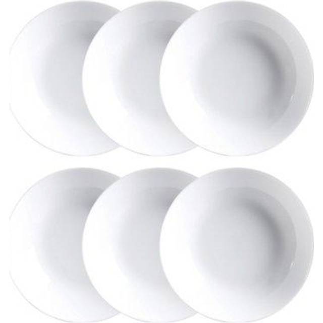 Luminarc Diwali Uppsättning av 6 extra resistenta opalglas sopptallrikar, 20 cm, vit