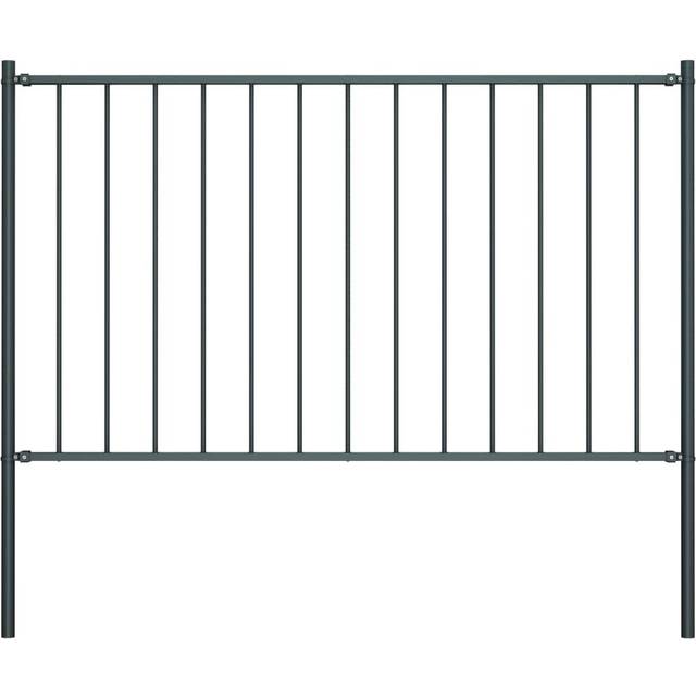vidaXL Fence Panel Screen with Posts Powder-coated Steel 1.7x1m Black Barrier