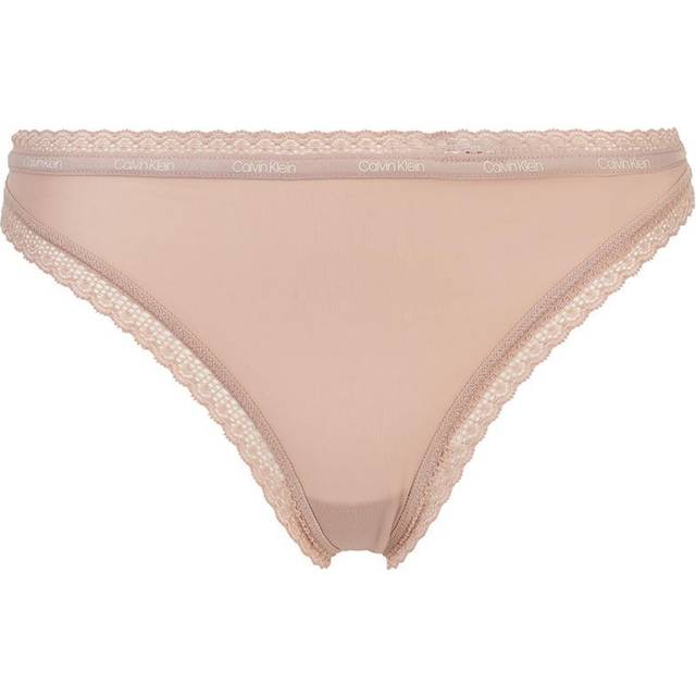 Calvin Klein Womens Honey Almond Bottoms Up Mid-rise Stretch-jersey Thong Xs