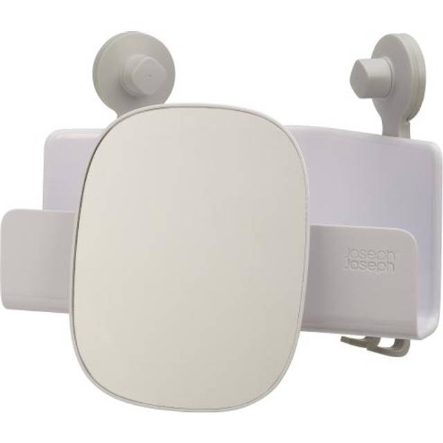 EasyStore Self-Draining Corner Shower Caddy with Mirror - White