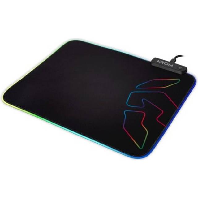 Krom Knout RGB -NXKROMKNTRGB- Gamingmusmatta, halkfri gummibas, sydd ram med RGB LED-remsa, storlek 320x270x3 mm, svart färg