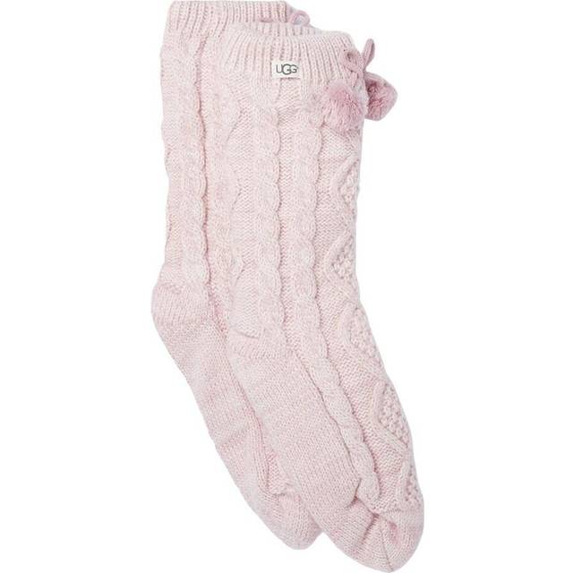 Chaussettes hautes en maille fourrées - Rose - Taille Unique