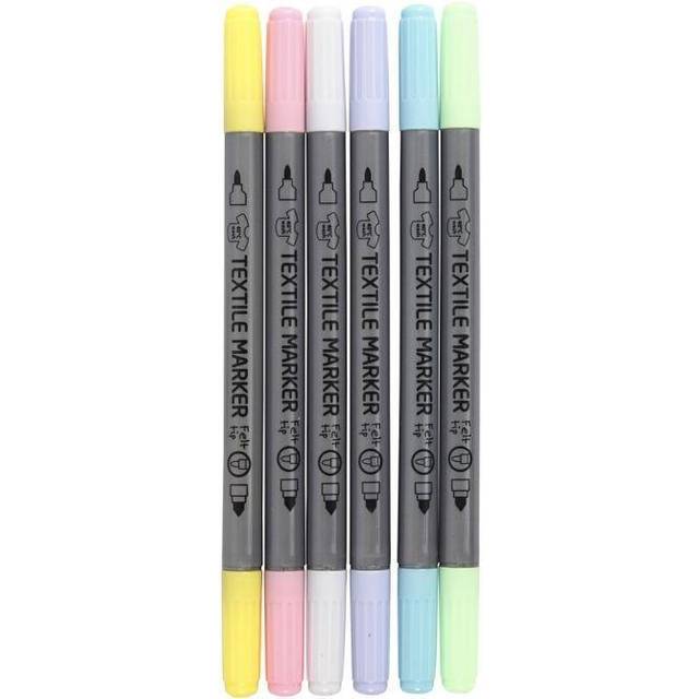Textiltuschpennor Creativ Company Dubbelspets 2,3+3,6Mm 6St Pastell Färger