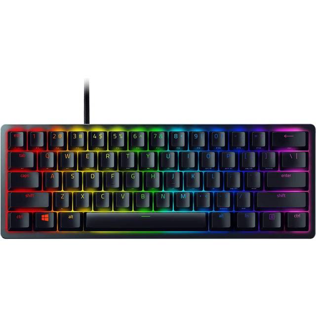 Razer Huntsman Mini (lila strömbrytare) – 60% kompakt speltangentbord (klicky optiska-mekaniska strömbrytare, Doubleshot PBT-tangenter, avtagbar USB-C-kabel) amerikansk layout | svart