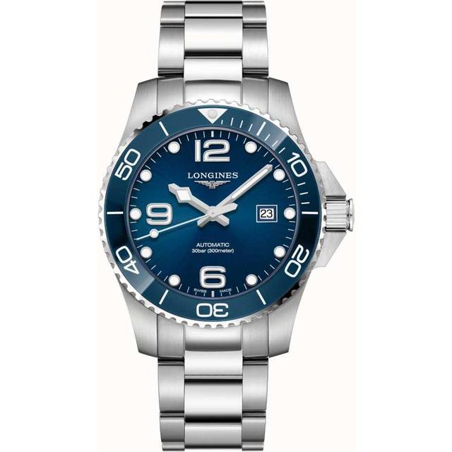 Longines HydroConquest Sunray Blue With Super-LumiNova Dial Automatic Divers L3.782.4.96.6 300M Mens Watch blue