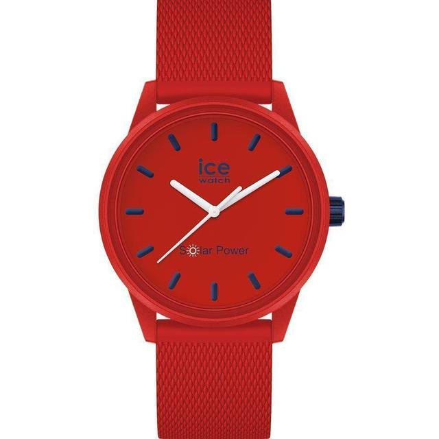 Ice-Watch - ICE Solar Power Red Navy Mesh - röd damklocka med silikonarmband - 018742 (liten)