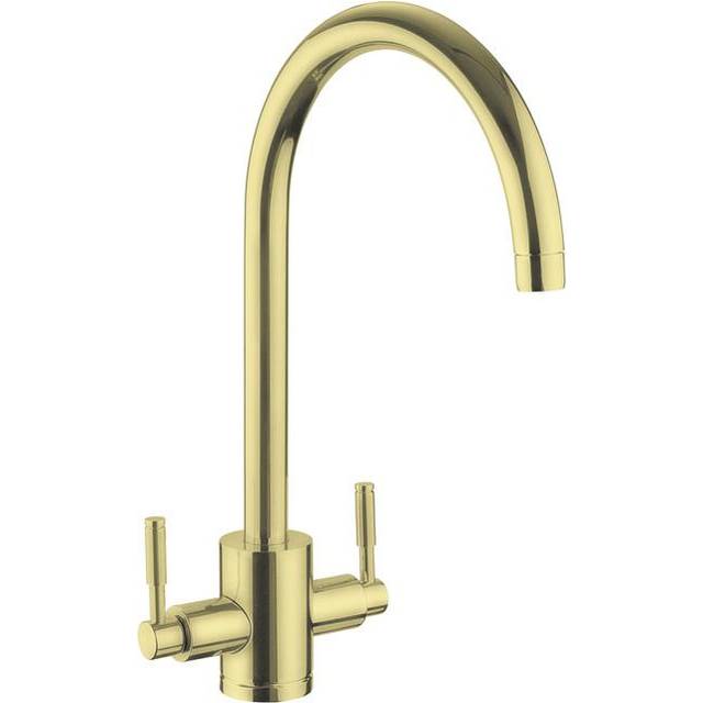 Twin Lever Monobloc Tap - Brushed Brass (21.6cm)