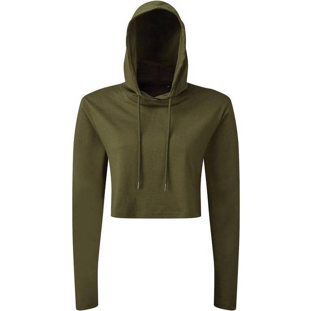 (S, Olive) TriDri Womens/Ladies Cropped Long-Sleeved T-Shirt