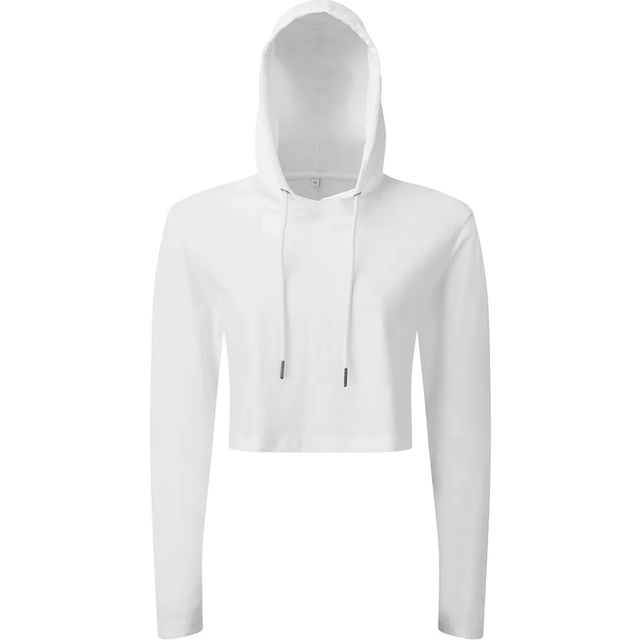 (S, White) TriDri Womens/Ladies Cropped Long-Sleeved T-Shirt