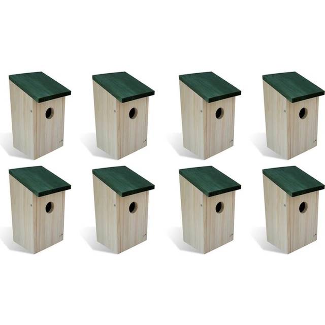 vidaXL Bird Houses 8 pcs Wood 12x12x22 cm - Beige