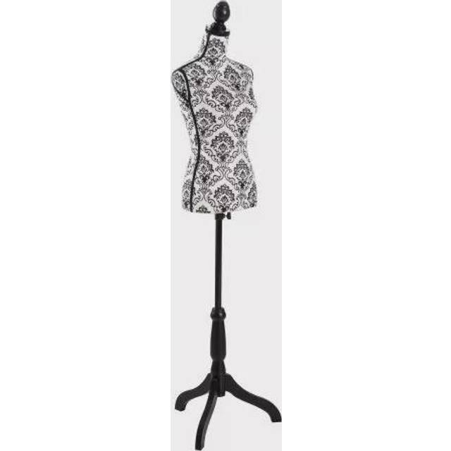 Tectake Tailors Dummy Female Mannequin Torso With Wooden Stand - Black And White Floral Position, Black