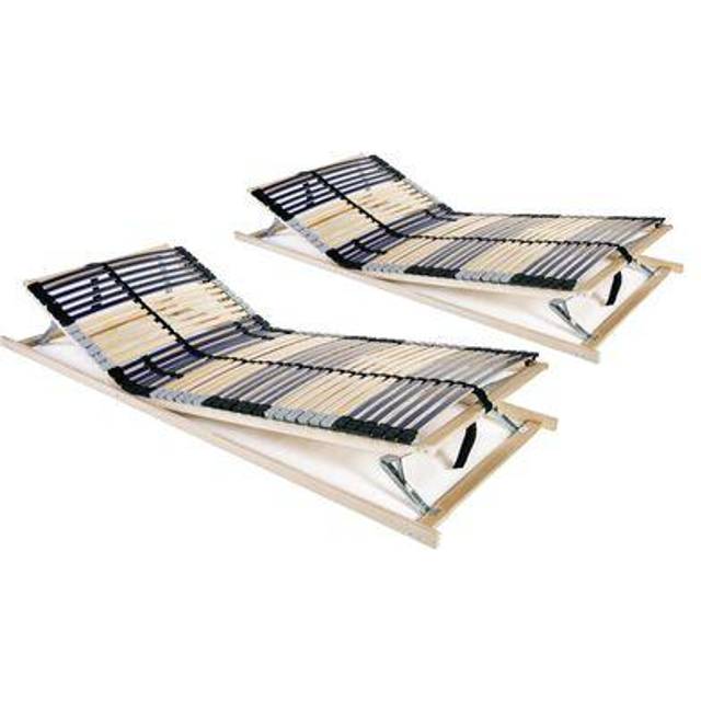 vidaXL Slatted Bed Bases without Mattress 2 pcs with 28 Slats 70x200 cm - Brown