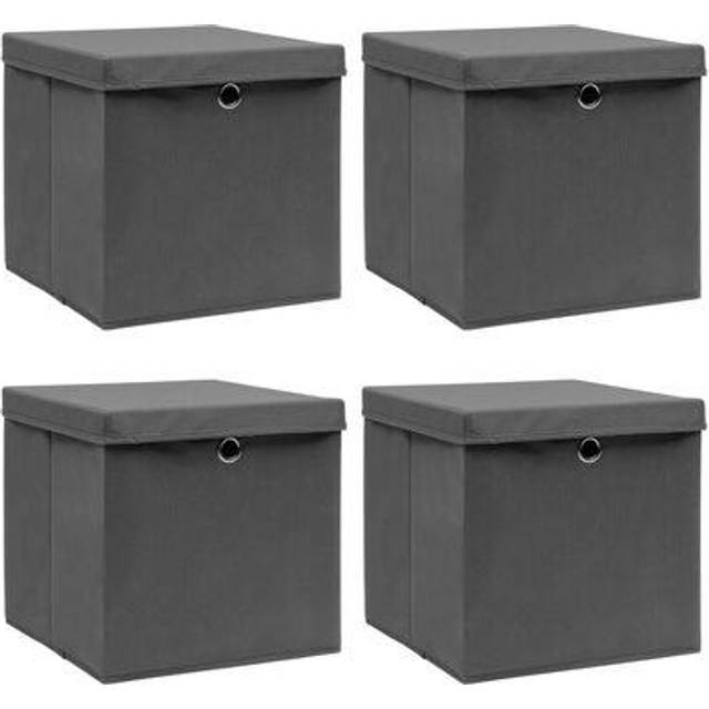 vidaXL Förvaringslådor med lock 4 st blå 32x32x32 cm tyg