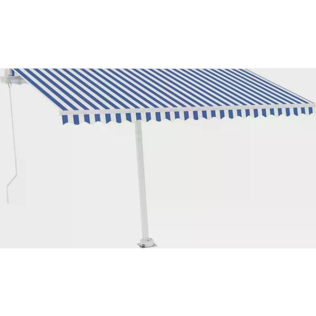 vidaXL Manual Retractable Awning with LED 400x300 cm Blue and White