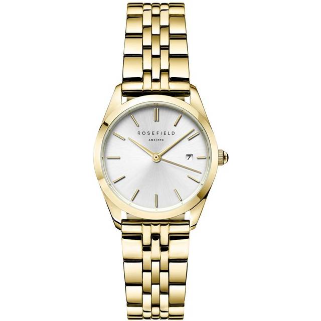 Rosefield Ace XS Silver Sunray Dial with a Gold IP Case and Stainless Steel Bracelet, Silver, Women - Ilver