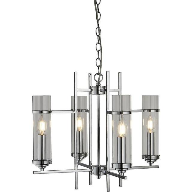 Searchlight 3094-4CC Milo Chrome 4 Light Pend-clear Glass Cylinder Sha
