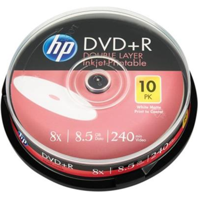 HP DVD+R DL 8X IJ TRYCK 10PKBox HP 8,5 GB