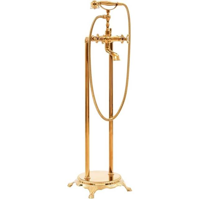 vidaXL Fristående badkarsblandare rostfritt stål 99,5 cm guld