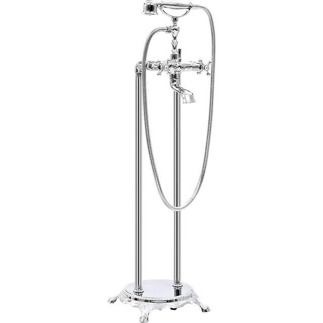 Fristående badkarsblandare rostfritt stål 99,5 cm silver