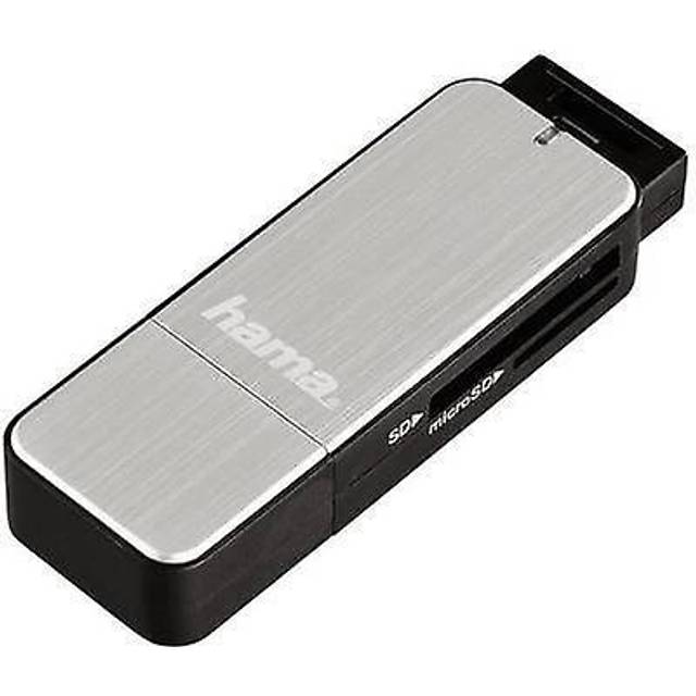 Hama USB 3.0 kortläsare med aluminiumhölje (SD, SDHC, SDXC, microSD/microSDHC/microSDXC, kortläsare) silver