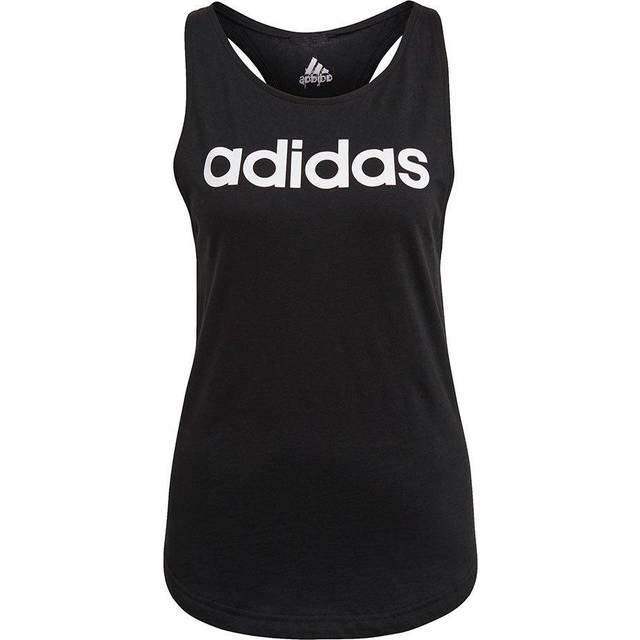adidas Sportswear Essentials Loose Logo Tank Top - Black/White, Black/White, Size 2Xs, Women - 2XS