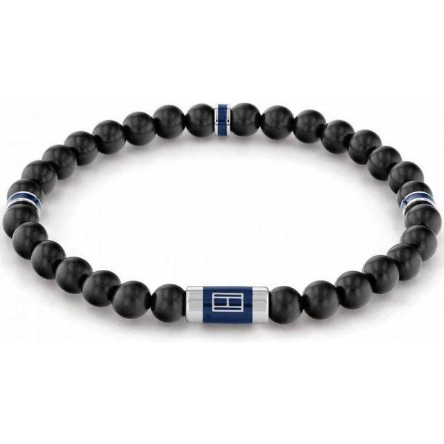 Tommy Hilfiger Men's Black Wooden Beaded Bracelet