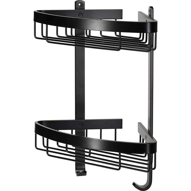 Croydex large two tier corner basket matt black - two tier wall mounted