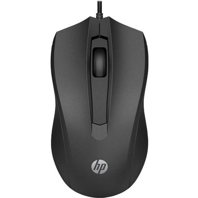 HP 100 mus (trådbunden mus, vänsterhänt, högerhänt, upp till 1 600 DPI, USB-A-port) svart