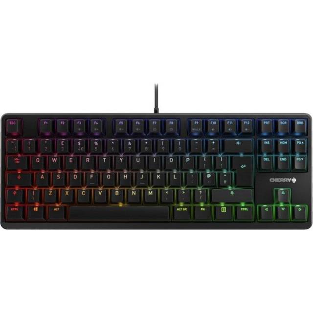 CHERRY G80-3000N RGB TKL, trådbundet speltangentbord utan numerisk knappsats, brittisk layout (QWERTY), RGB-belysning, original MX TYST RÖDA strömbrytare, svart