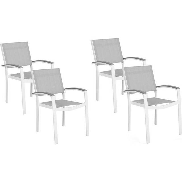 Beliani Set of 4 Garden Chairs PERETA Metal Grey, Grey