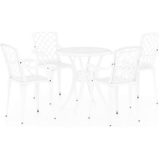 vidaXL 5 Piece Bistro Set Cast Aluminium White