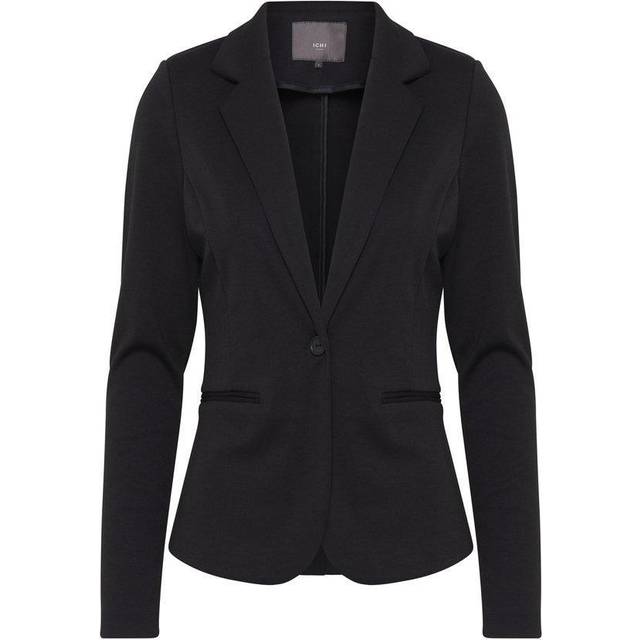 ICHI IHKATE BL dam blazer kort blazer, jacka med en knapp-kavaj med stretch och, Svart (10001), S