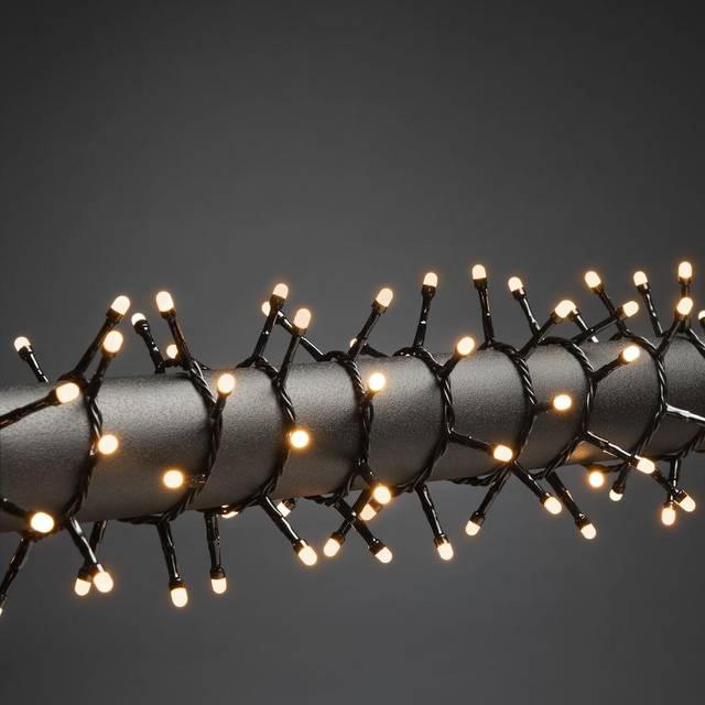 Outdoor or Indoor Cluster Light Set - 400 Amber White Frosted LEDs, Black Cable, 878cm Lit Length (1,378cm L)