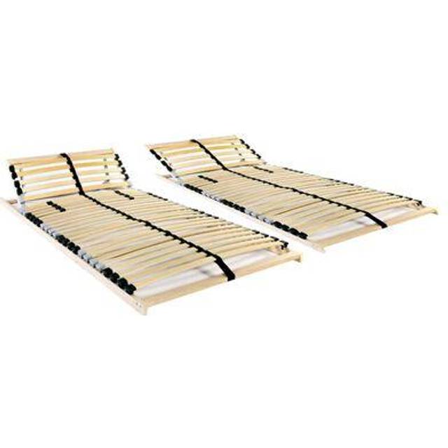 vidaXL Slatted Bed Bases without Mattress 2 pcs with 28 Slats 90x200 cm - Brown