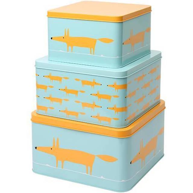 Scion Mr Fox Set of 3 Square Cake Tins, Blue