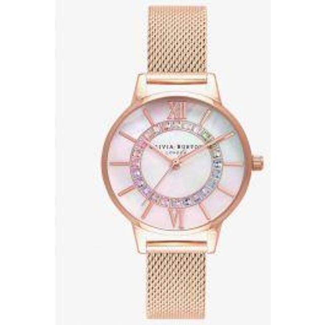 Olivia Burton Rainbow Rose Gold Mesh Wonderland Sparkle Watch