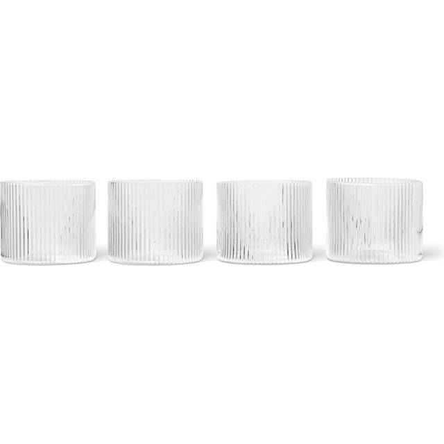 Ferm Living - Ripple Glass Low Set of 4 - rauchgrau/H x Ø 6,1x7,6cm/jedes Stück ein Unikat - smoke grey (6.1 x 7.6 x 80.0 x &#8960;7.6cm)