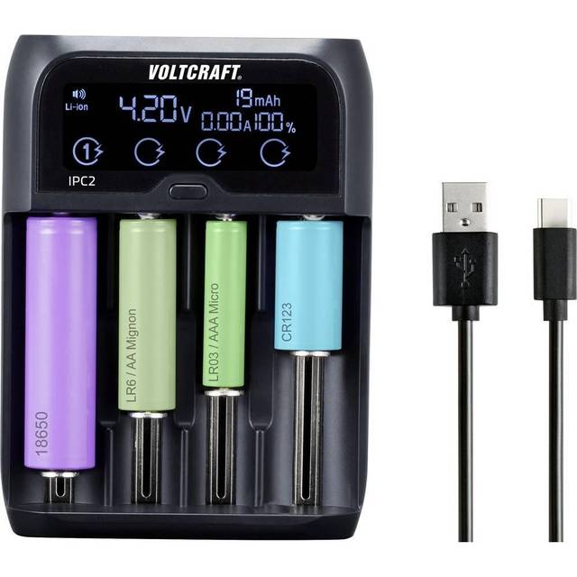 VOLTCRAFT IPC-2 Batteriladdare NiMH, NiCd, LiIon, LiFePO AAAA (Mini), AAA (R03), AA (R6), C (R14), Sub-C, A, 10440, 14500, 14650, 16340, 17355, 17500, 17650,