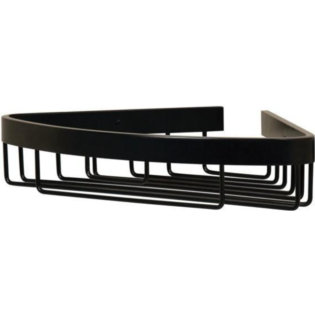 Croydex large corner shower caddy bathroom organiser basket in matte black