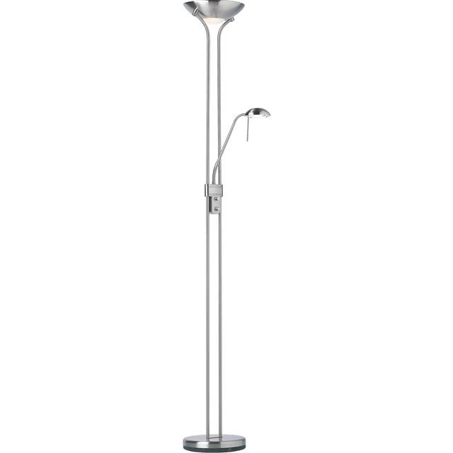 Endon Rome 230W & 33W Satin Chrome & Opal Glass Mother & Child Task Floor Light & Uplighter