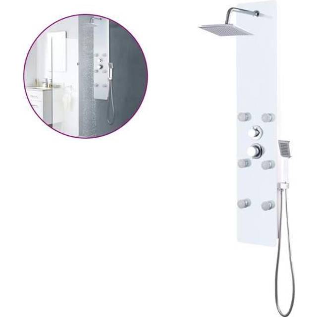 Vidaxl Shower Panel Unit Glass 25X44.6X130 Cm White, White