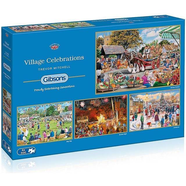 Gibsons 4X500 Piece Village Celebrations Jigsaw Puzzle