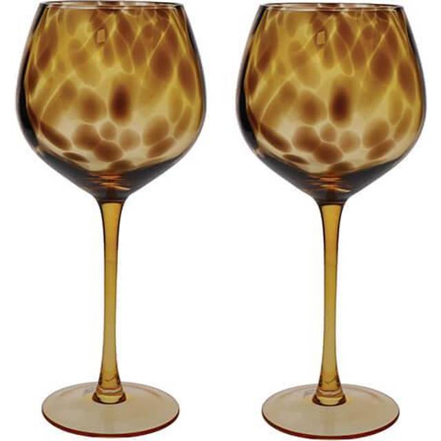 BarCraft Set of 2 Tortoiseshell Patterned Gin Glasses in Gift Box - Brown