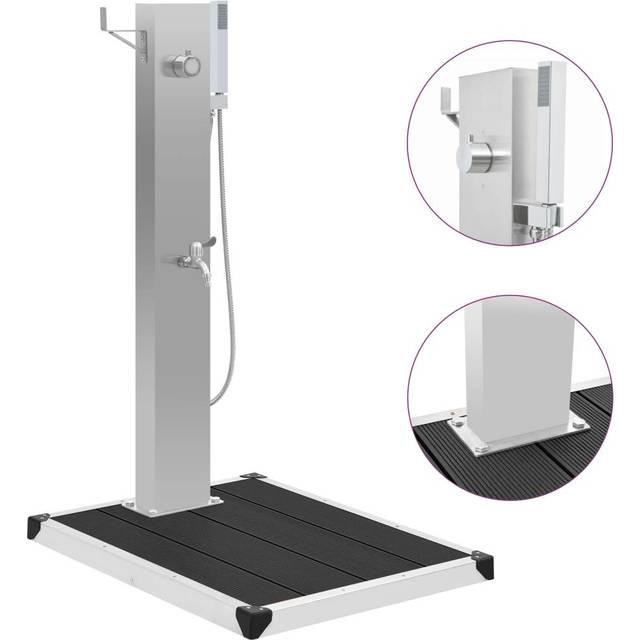 vidaXL Outdoor Shower with Tray WPC Stainless Steel - grey
