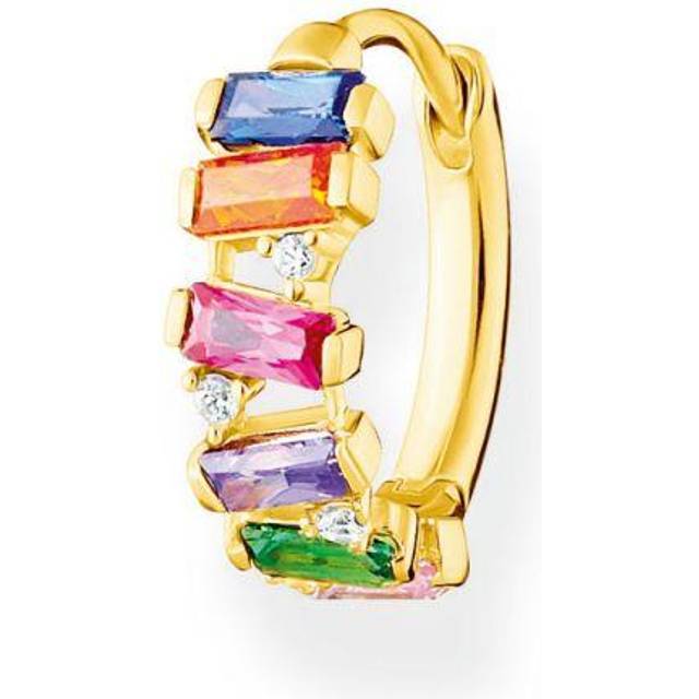Women&#39;s Single Creole Colorful Stones Gold Cr665-488-7