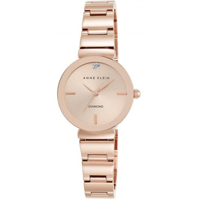 ANNE KLEIN armbandsur för kvinnor med äkta diamanturtavla, Rosa