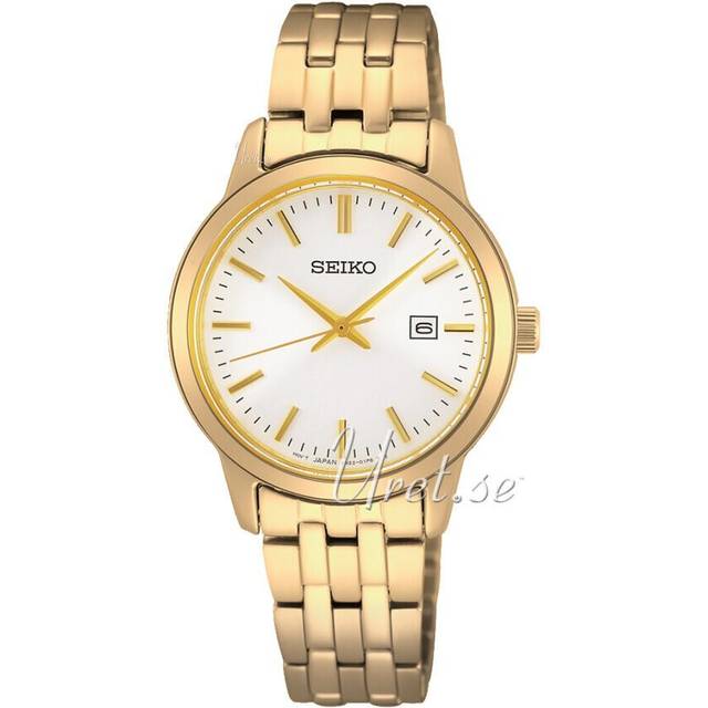 Seiko Sur412p1 Women's Quartz Watch - White Dial, Gold-tone Stainless Steel Bracelet